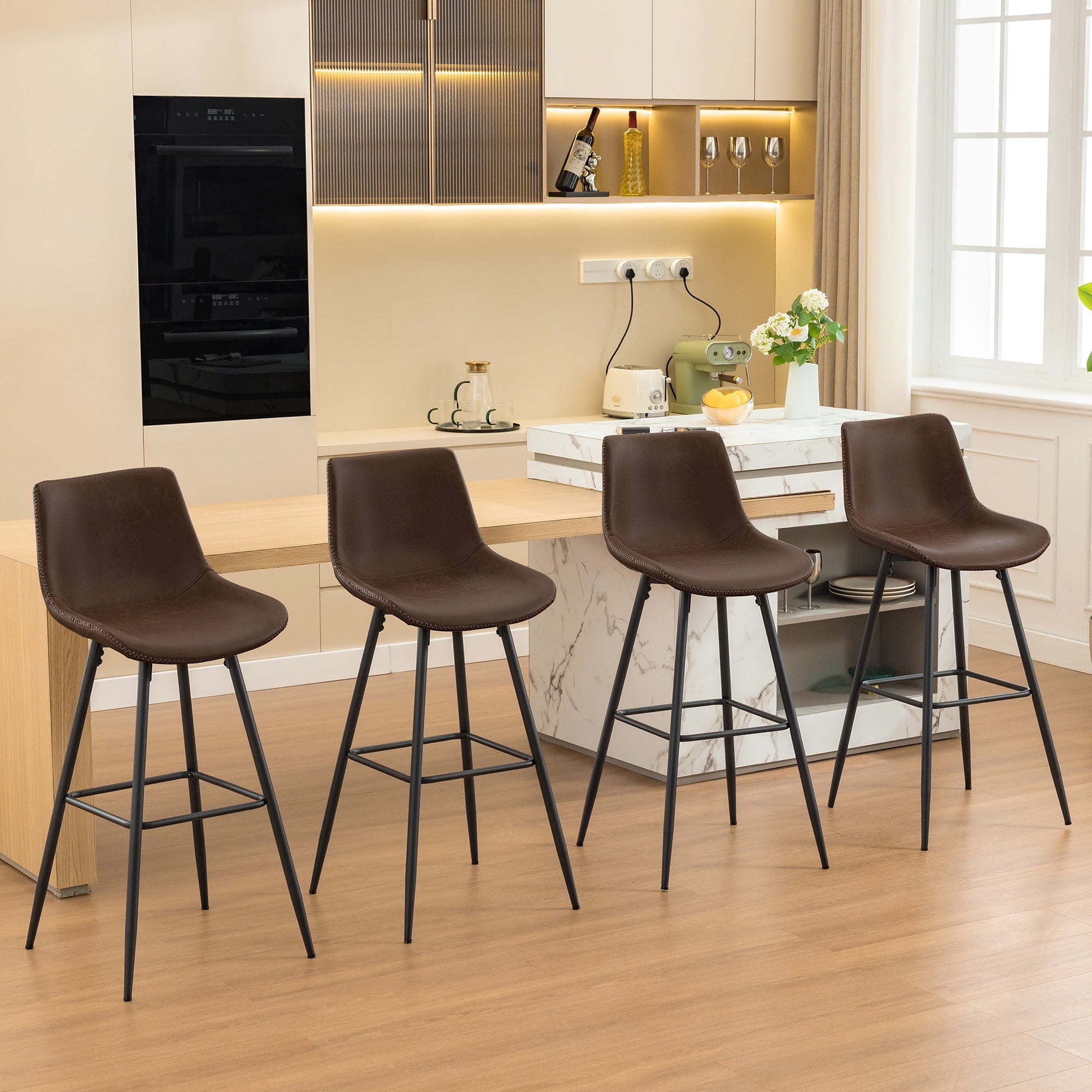 COOLHUT 28 Inch Dining Chairs Set of 2, Modern Kitchen & Dining Room Chairs, Upholstered Faux Leather Dining Chair, Armless Dinner Side Chairs with Sturdy Metal Legs