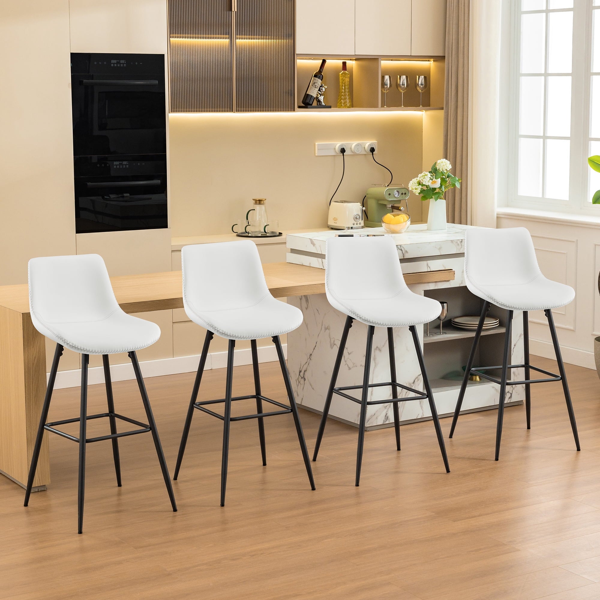 COOLHUT 28 Inch Dining Chairs Set of 2, Modern Kitchen & Dining Room Chairs, Upholstered Faux Leather Dining Chair, Armless Dinner Side Chairs with Sturdy Metal Legs