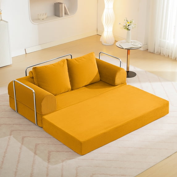 COOLHUT Combination Sofa, High Rebound Density Sponge Sofa Couch with Two Big Pillows, Six Forms Floor Sofa Couch Three Seats Sofa Bed for Living Room, Bedroom