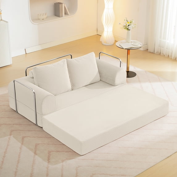 COOLHUT Combination Sofa, High Rebound Density Sponge Sofa Couch with Two Big Pillows, Six Forms Floor Sofa Couch Three Seats Sofa Bed for Living Room, Bedroom