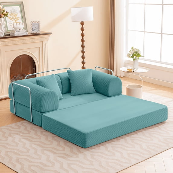 COOLHUT Combination Sofa, High Rebound Density Sponge Sofa Couch, Two Forms Floor Couch Three Seats Sofa Bed for Living Room, Bedroom