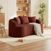 COOLHUT 65" 3 Seater Sofa Couch, Plush Floor Sofa Couch with Cozy Cushions & 3 Pillows, Curved Back Teddy Fabric Sofa for Living Room, Small Space