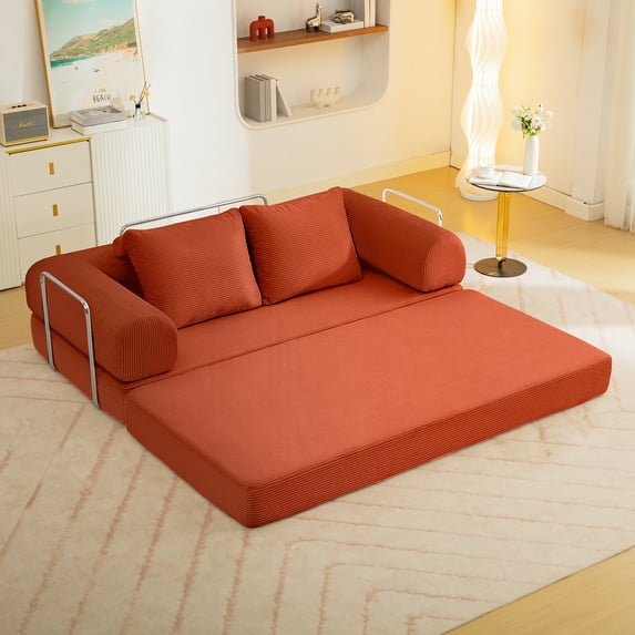 COOLHUT Combination Sofa, High Rebound Density Sponge Sofa Couch with Two Big Pillows, Six Forms Floor Sofa Couch Three Seats Sofa Bed for Living Room, Bedroom
