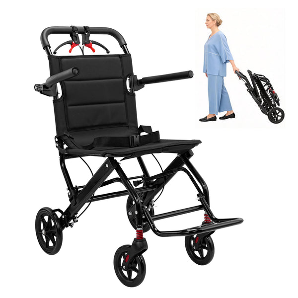 COOLHUT Adult Wheelchair Lightweight, Foldable Manual Transport Wheelchair, Compact Folding for Travel, Fully Adjustable, Weighs Only 22 lbs