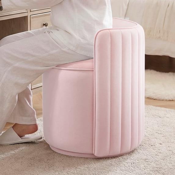 COOLHUT Vanity Chair, Upholstered Vanity Stool with Storage, Velvet Swivel Accent Chair, No Assembly Small Accent Stool, Makeup Chair for Bedroom, Living Room and Dressing Area