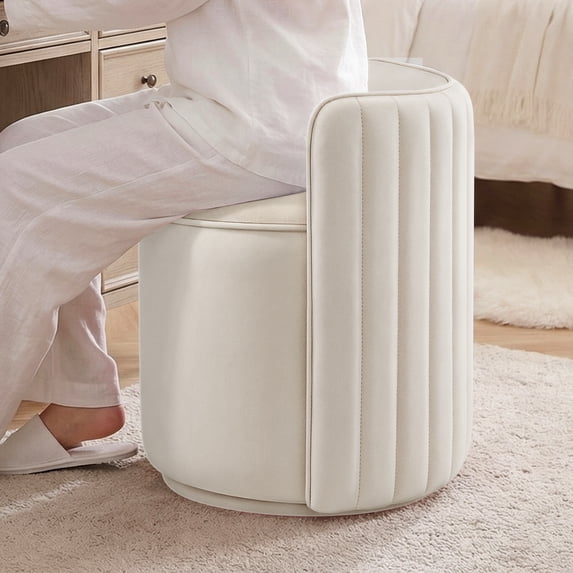 COOLHUT Vanity Chair, Upholstered Vanity Stool with Storage, Velvet Swivel Accent Chair, No Assembly Small Accent Stool, Makeup Chair for Bedroom, Living Room and Dressing Area