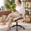 COOLHUT Home Office Chair, Armless Adjustable Height Small Office Desk Chair, PU Leather Swivel Computer Chair, Modern Walnut Bentwood Chair for Office, Reading Meeting Room, Makeup Vanity