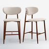 COOLHUT Bar Stool Set of 2, 26" Counter Height Bar Stools with Curved Back, Premium Linen Upholstery Bar Stools with Brass-Toned Metal Footrest for Dining Room, Kitchen Island