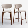 COOLHUT Bar Stool Set of 2, 26" Counter Height Bar Stools with Curved Back, Premium Linen Upholstery Bar Stools with Brass-Toned Metal Footrest for Dining Room, Kitchen Island