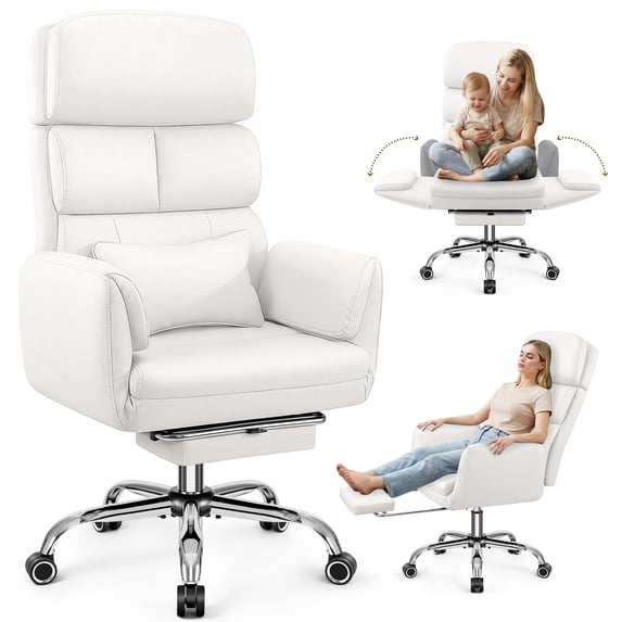 COOLHUT Big and Tall Office Chair 500LBS, Wide Seat Executive Office Desk Chair with Adjuatable Armrests and Headrest, PU Leather Hight Back Computer Chair with Footrest and Lumbar Suppor
