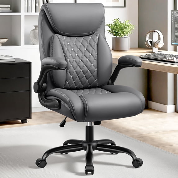 COOLHUT Big and Tall Office Chair 500LBS Wide Seat Ergonomic Computer Desk Chair, High Back Executive PU Leather Chair, Adjustable Armrest and Lumbar Back Support Office Chair