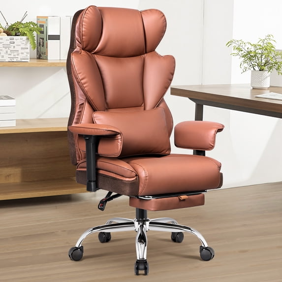 COOLHUT Big And Tall Office Chair 500lbs, Comfortable And Durable Executive Office Chair with Adjustable Lumbar Support, Wide Seat Flip-up Armrests Computer Chair For Home, Office