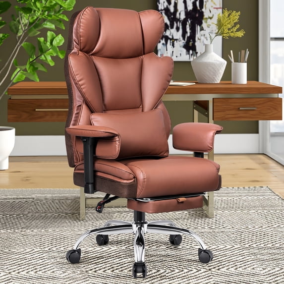 COOLHUT Big And Tall Office Chair 500lbs, Comfortable And Durable Executive Office Chair with Adjustable Lumbar Support, Wide Seat Flip-up Armrests Computer Chair For Home, Office
