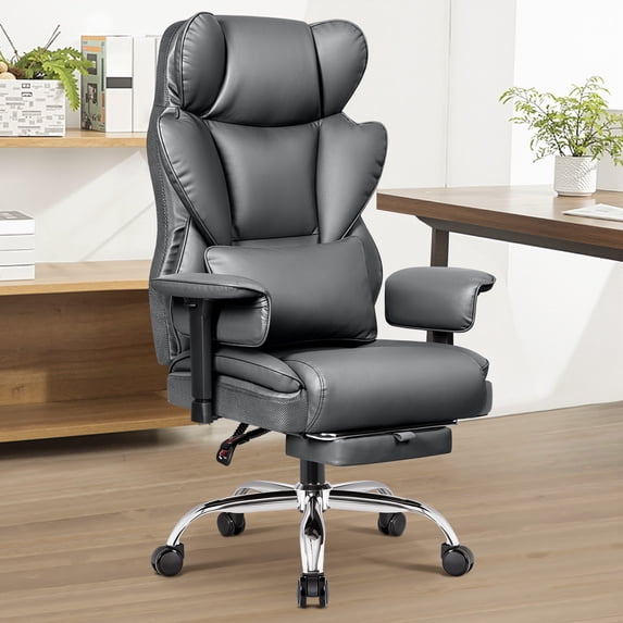 COOLHUT Big And Tall Office Chair 500lbs, Comfortable And Durable Executive Office Chair with Adjustable Lumbar Support, Wide Seat Flip-up Armrests Computer Chair For Home, Office