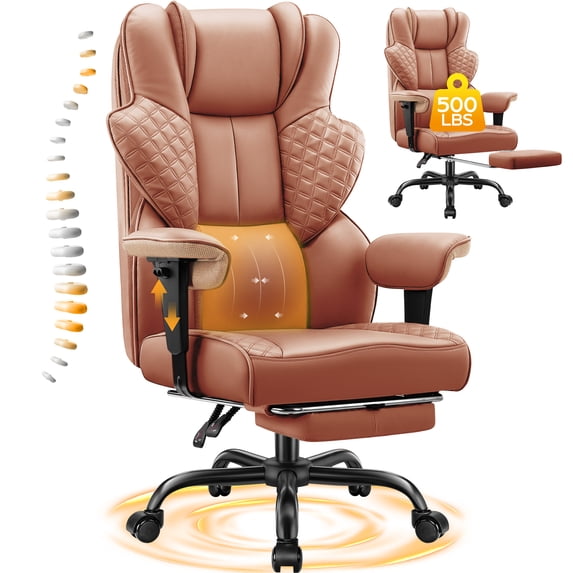 COOLHUT Big and Tall Office Chair 400lbs, Heavy Duty Ergonomic Office Desk Chair with Deluxe Embossing PU Leather with Footrest, Executive Gaming Chair with Lumbar Support