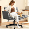 COOLHUT Criss Cross Office Chair with Armrests and Wheels, PU Leather Vanity Chair, Comfy Adjustable Swivel Computer Office Desk Chairs for Home Office, Make Up, Bedroom