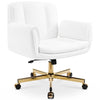 COOLHUT Criss Cross Office Chair, PU Leather Vanity Chair with Armrests and Wheels, Comfy Adjustable Swivel Ergonomic Criss Cross Chair for Home Office Bedroom Makeup