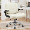 COOLHUT Criss Cross Office Chair with Flip Padded Backrest, Comfy Cross Legged Desk Chair, Flip-Up Arms & Extra-Wide Seat for Home Office, Vanity Chair