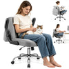 COOLHUT Criss Cross Office Chair with Flip Padded Backrest, Comfy PU Leather Cross Legged Desk Chair, Flip-Up Arms Desk Chair with Wide Seat for Office Space