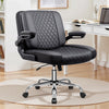 COOLHUT Criss Cross Office Chair with Flip Padded Backrest, Comfy Cross Legged Desk Chair, Flip-Up Arms & Extra-Wide Seat for Home Office, Vanity Chair