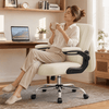 COOLHUT Criss Cross Office Chair with Flip Padded Backrest, Comfy PU Leather Cross Legged Desk Chair, Flip-Up Arms Desk Chair with Wide Seat for Office Space