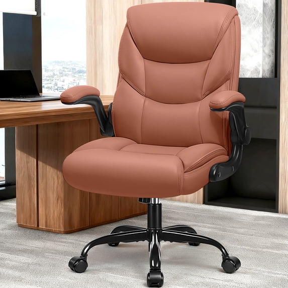 COOLHUT Desk Chair Tall Office Chair with Flip-up Armrests, Executive Ergonomic Computer Standing Desk Chair with Lumbar Support, Adjustable Footrest Ring