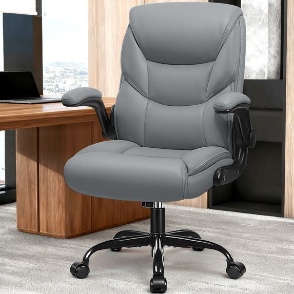 COOLHUT Desk Chair Tall Office Chair with Flip-up Armrests, Executive Ergonomic Computer Standing Desk Chair with Lumbar Support, Adjustable Footrest Ring