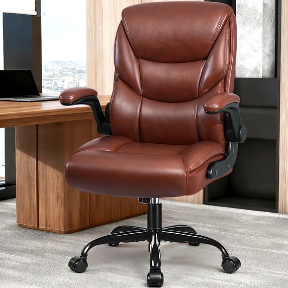 COOLHUT Desk Chair Tall Office Chair with Flip-up Armrests, Executive Ergonomic Computer Standing Desk Chair with Lumbar Support, Adjustable Footrest Ring