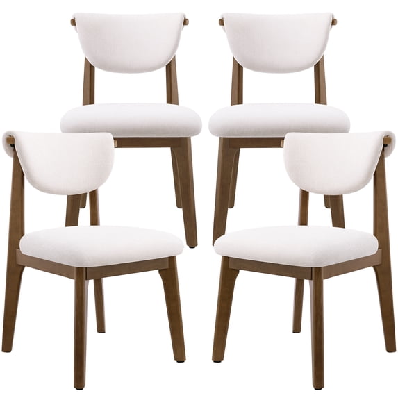 COOLHUT Dining Chair Set of 2, Mid-Century Kitchen Wood Chairs with Backrest, Modern Upholestered Dining Chair for Dining Room & Kitchen, Beige