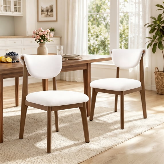 COOLHUT Dining Chair Set of 2, Mid-Century Kitchen Wood Chairs with Backrest, Modern Upholestered Dining Chair for Dining Room & Kitchen, Beige