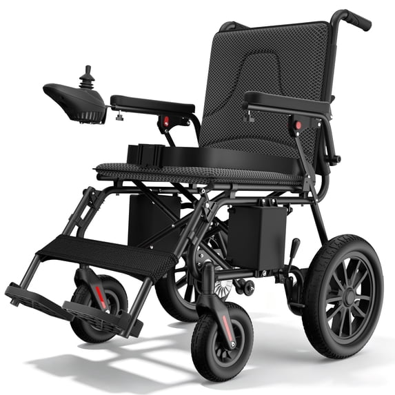 COOLHUT Electric Wheelchair for Seniors, 15+ miles range all-terrain electric wheelchair, Lightweight Foldable Electric Wheelchair, 500W Dual Motors Powerful, Black