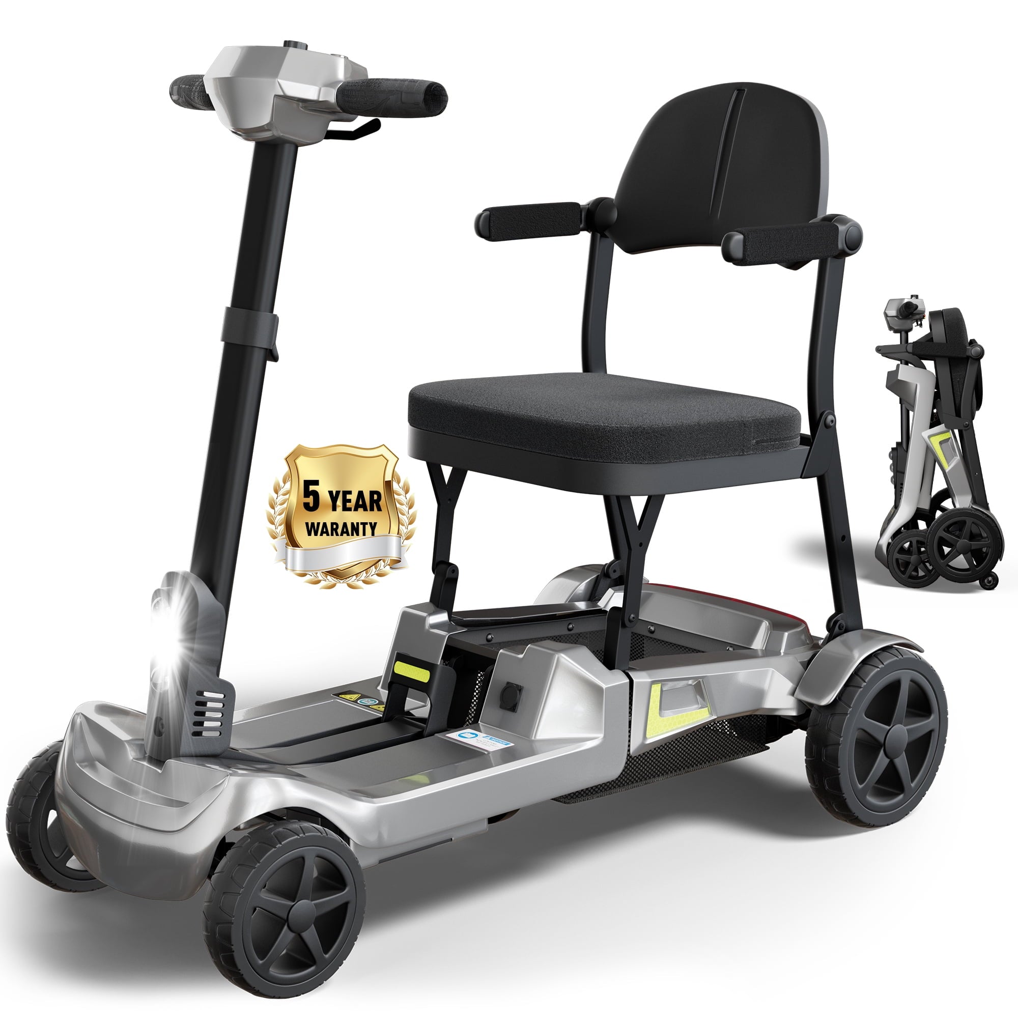 COOLHUT Foldable 4-Wheel Mobility Scooter for Adults, 35lbs Ultra Lightweight Mobility Scooter, 25+ Mile Long Range, Power Scooter with Removable Dual Lithium Batteries, 300 lbs Capacity