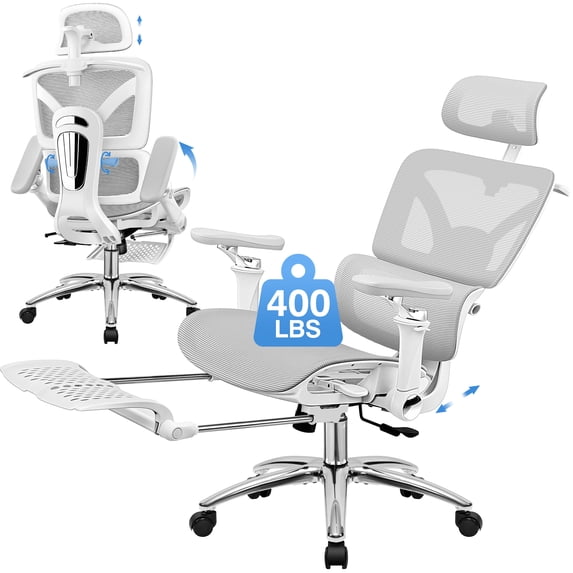 COOLHUT Ergonomic Mesh Office Chair, Big and Tall Computer Desk Chair with Adjustable Lumbar Support, Headrest and Armrest, High Back Home Office Chair for Workspace, Gaming