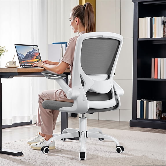 COOLHUT Office Chair, Ergonomic Office Chair with 8-year time warranty, Comfort Home Office Task Chair, Lumbar Support Computer Chair with Flip-up Arms and Adjustable Height, 350LBS