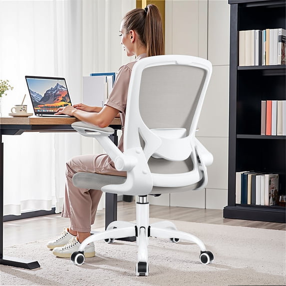 COOLHUT Office Chair, Ergonomic Office Chair with 8-year time warranty, Comfort Home Office Task Chair, Lumbar Support Computer Chair with Flip-up Arms and Adjustable Height, 350LBS