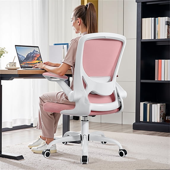 COOLHUT Office Chair, Ergonomic Office Chair with 8-year time warranty, Comfort Home Office Task Chair, Lumbar Support Computer Chair with Flip-up Arms and Adjustable Height, 350LBS