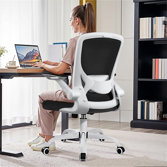 COOLHUT Office Chair, Ergonomic Office Chair with 8-year time warranty, Comfort Home Office Task Chair, Lumbar Support Computer Chair with Flip-up Arms and Adjustable Height, 350LBS