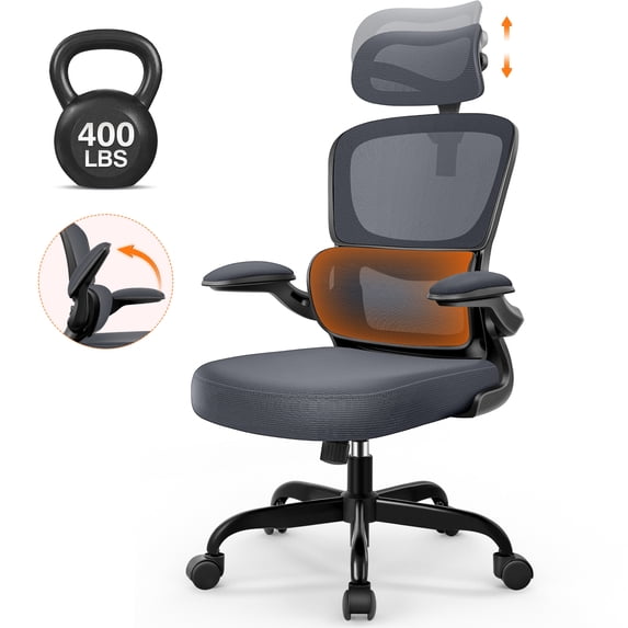 COOLHUT Office Chair, Ergonomic Desk Chair with Lumbar Support and Adjustable Armrests, Breathable Mesh Mid Back Computer Chair, Reclining Task Chair for Home Office