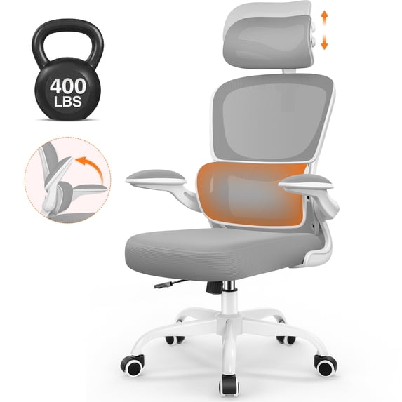 COOLHUT Office Chair, Ergonomic Desk Chair with Lumbar Support and Adjustable Armrests, Breathable Mesh Mid Back Computer Chair, Reclining Task Chair for Home Office