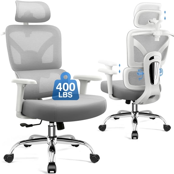 COOLHUT Ergonomic Mesh Office Chair, Big and Tall Computer Desk Chair with Adjustable Lumbar Support, Headrest and Armrest, High Back Home Office Chair for Workspace, Gaming