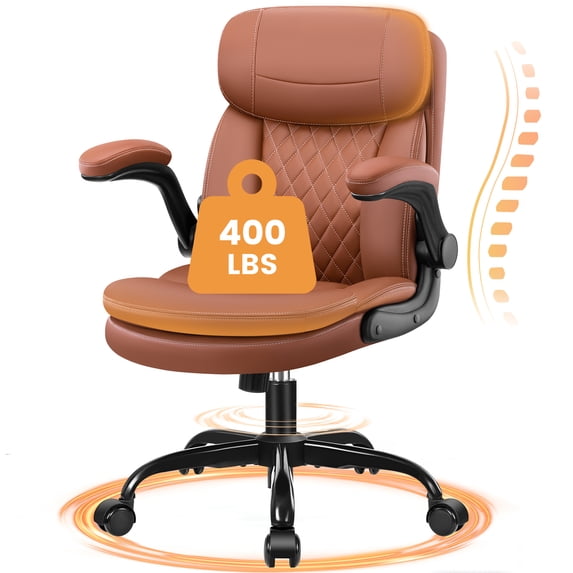 COOLHUT Big and Tall Office Chair, PU Leather Computer Desk Chair with Double-Layer Seat Cushion and Neckrest, High Back Executive Leather Chair, Support 8 Hours Heavy Duty Design