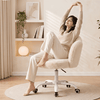 COOLHUT Petal Office Desk Chair, Fluffy Velvet Makeup Vanity Chair with Open Back and Wheels, Upholstered Home Office Chair for Girls Women, Mid-Back Swivel Computer Task Chairs for Living Room
