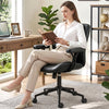 COOLHUT Home Office Chair, PU Leather Ergonomic Computer Desk Chair with Removable Armrests, Mid Century Modren Armrest Office Chair, Adjustable Height Rocking Swivel Task Chair