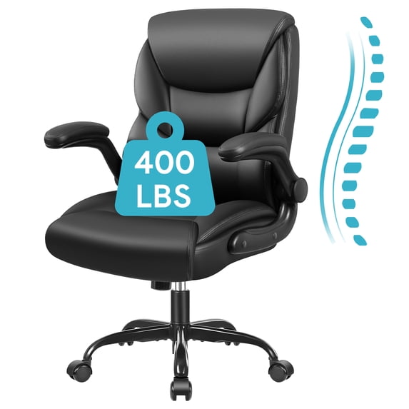 COOLHUT Leather Office Chair, Big and Tall Office Chair 400LBS Wide Seat Ergonomic Computer Desk Chair High Back Executive Leather Chair Adjustable Task Chair Lumbar Back with 8-Year Warranty