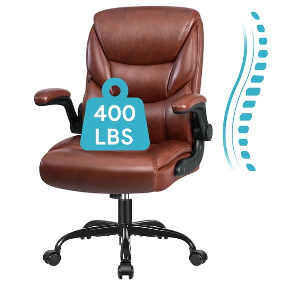 COOLHUT Leather Office Chair, Big and Tall Office Chair 400LBS Wide Seat Ergonomic Computer Desk Chair High Back Executive Leather Chair Adjustable Task Chair Lumbar Back with 8-Year Warranty