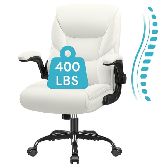 COOLHUT Leather Office Chair, Big and Tall Office Chair 400LBS Wide Seat Ergonomic Computer Desk Chair High Back Executive Leather Chair Adjustable Task Chair Lumbar Back with 8-Year Warranty