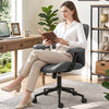 COOLHUT Home Office Chair, PU Leather Ergonomic Computer Desk Chair with Removable Armrests, Mid Century Modren Armrest Office Chair, Adjustable Height Rocking Swivel Task Chair