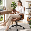 COOLHUT Home Office Chair, PU Leather Ergonomic Computer Desk Chair with Removable Armrests, Mid Century Modren Armrest Office Chair, Adjustable Height Rocking Swivel Task Chair
