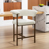 COOLHUT Modern Counter Height Bar Stool, 26 Inch Barrel Bar Stool with Wide Seat, Linen Fabric Upholstered Barstools for Kitchen Island or Home Bar