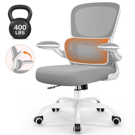 COOLHUT Office Chair, Ergonomic Desk Chair with Lumbar Support and Adjustable Armrests, Breathable Mesh Mid Back Computer Chair, Reclining Task Chair for Home Office